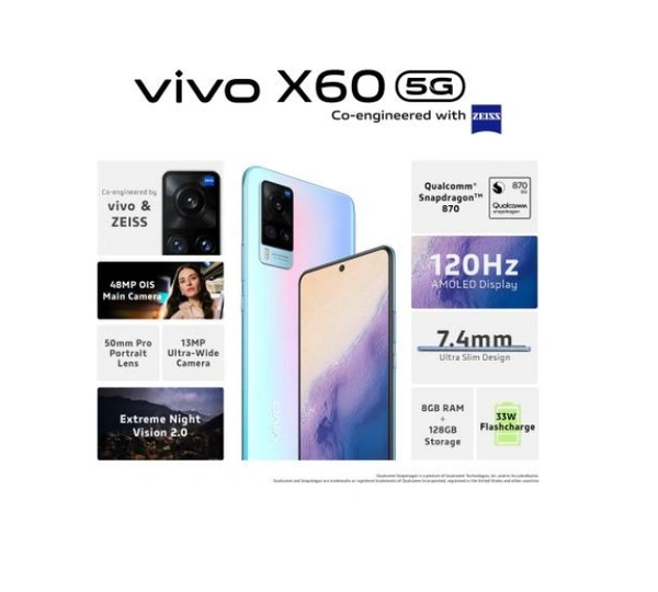 Vivo X60 |8GB+128GB| FREE Wireless earpods worth Rs. 2999